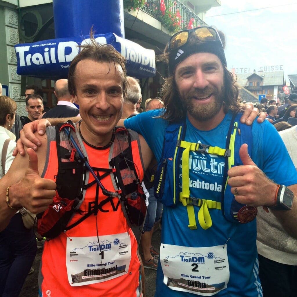 First and second place: Uphill machine Emmanuel Vaudan and Brian Tinder, at the finish.
