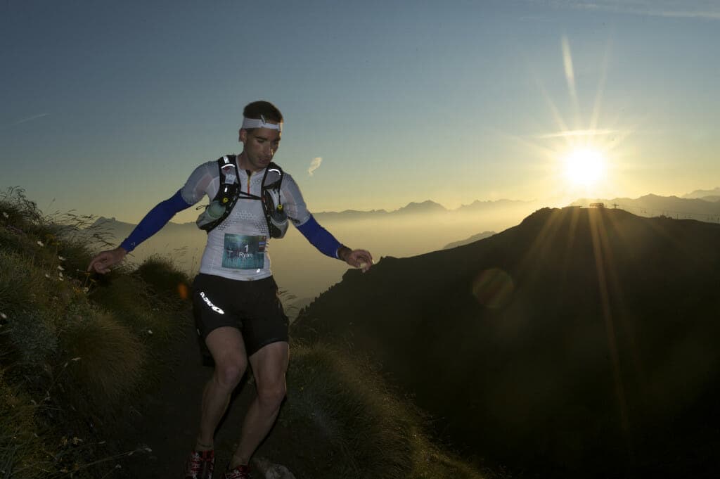 Swiss Salomon team member Ryan Baumann, on the TVSB course near la Pierre Avoi.