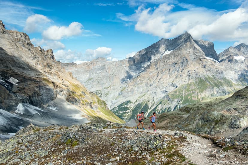 People running in the Alps