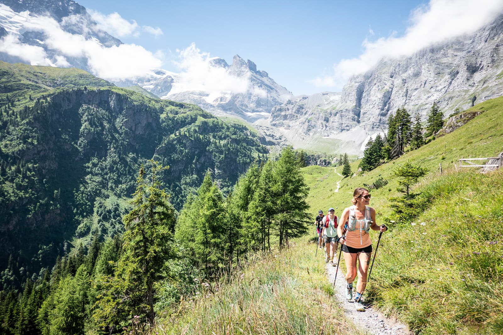 hiking uphill in Bernese Oberland, Switzerland