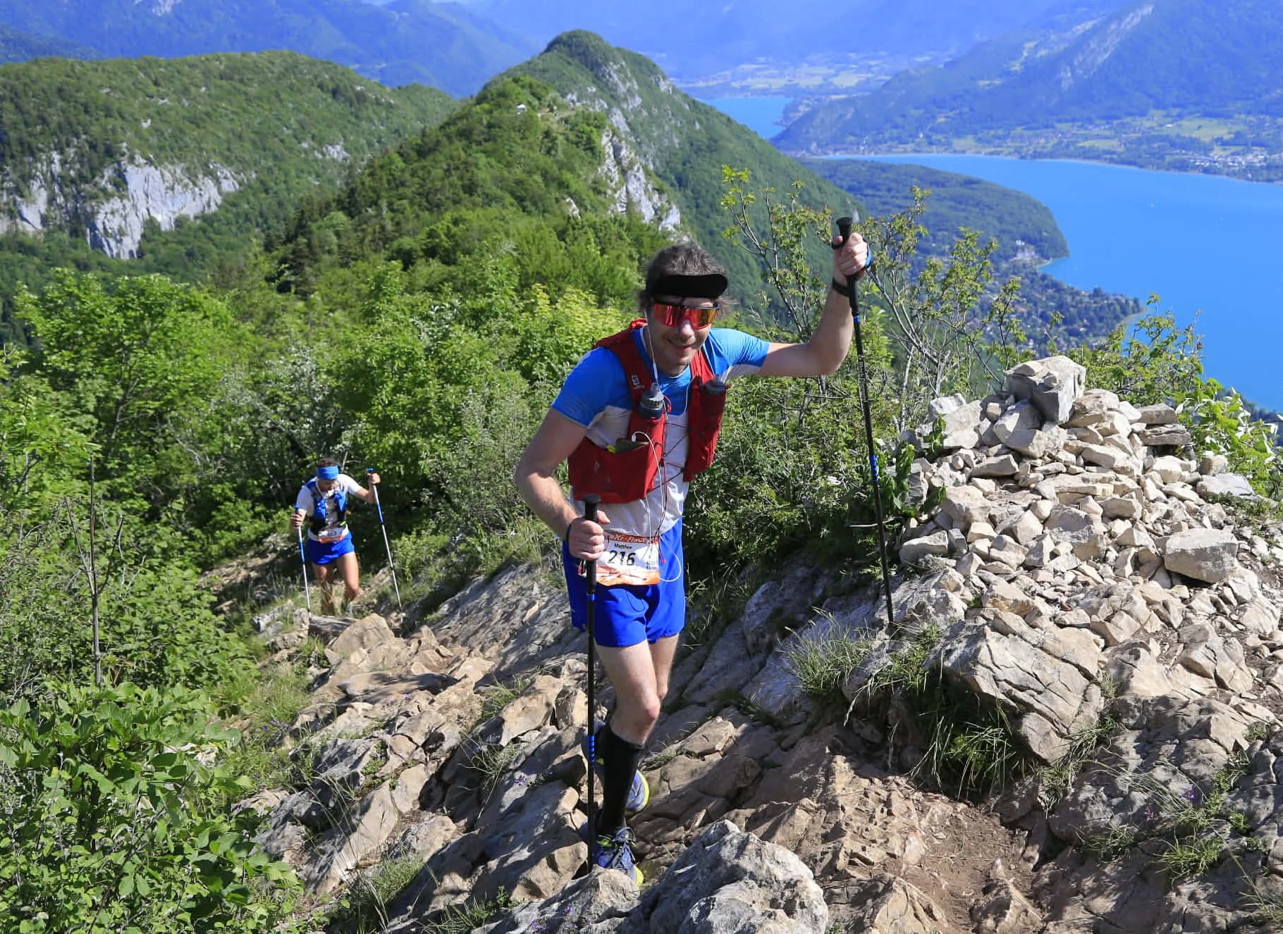 Run the Alps guide Matt Breakell above Lac d'Annecy during the Maxi trail race