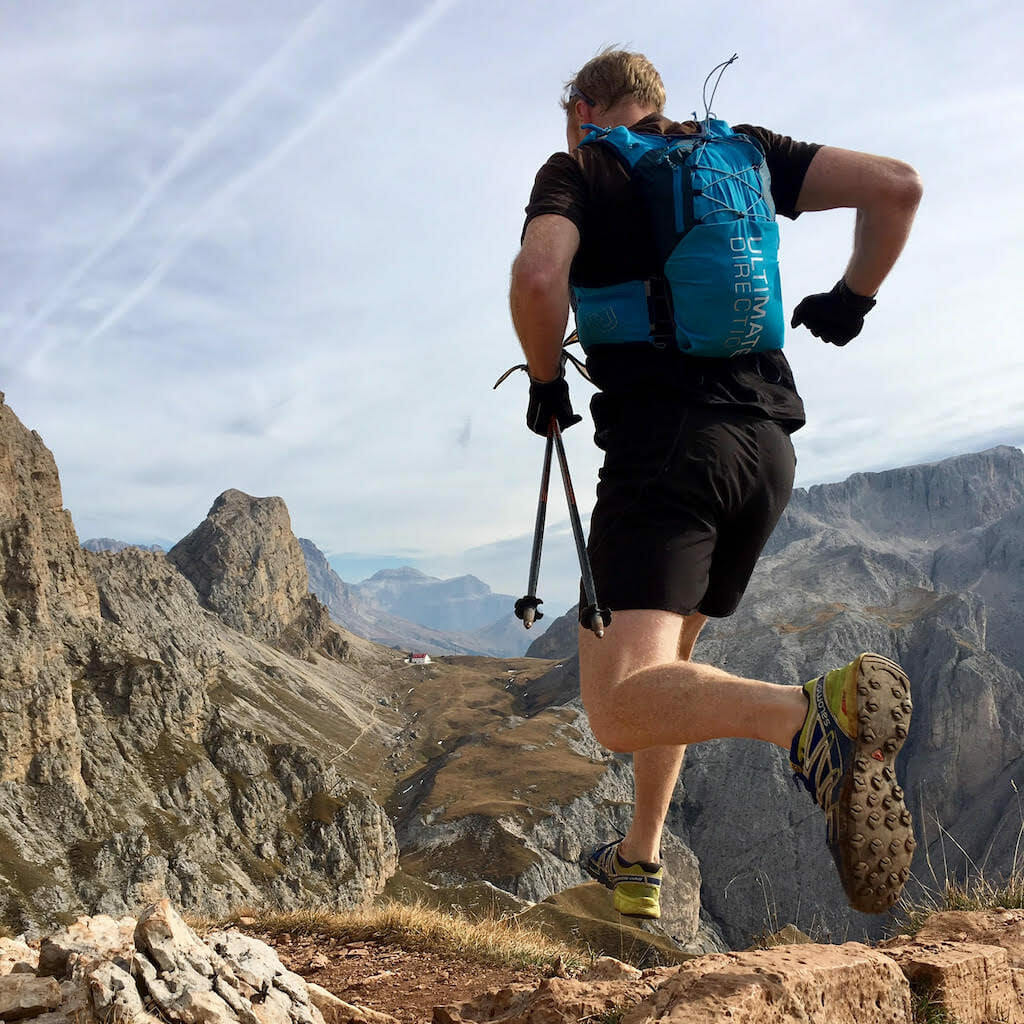 Bruno Yates running in the Italian Dolomites