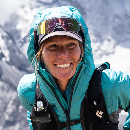 Kim Strom seen up close in the mountains