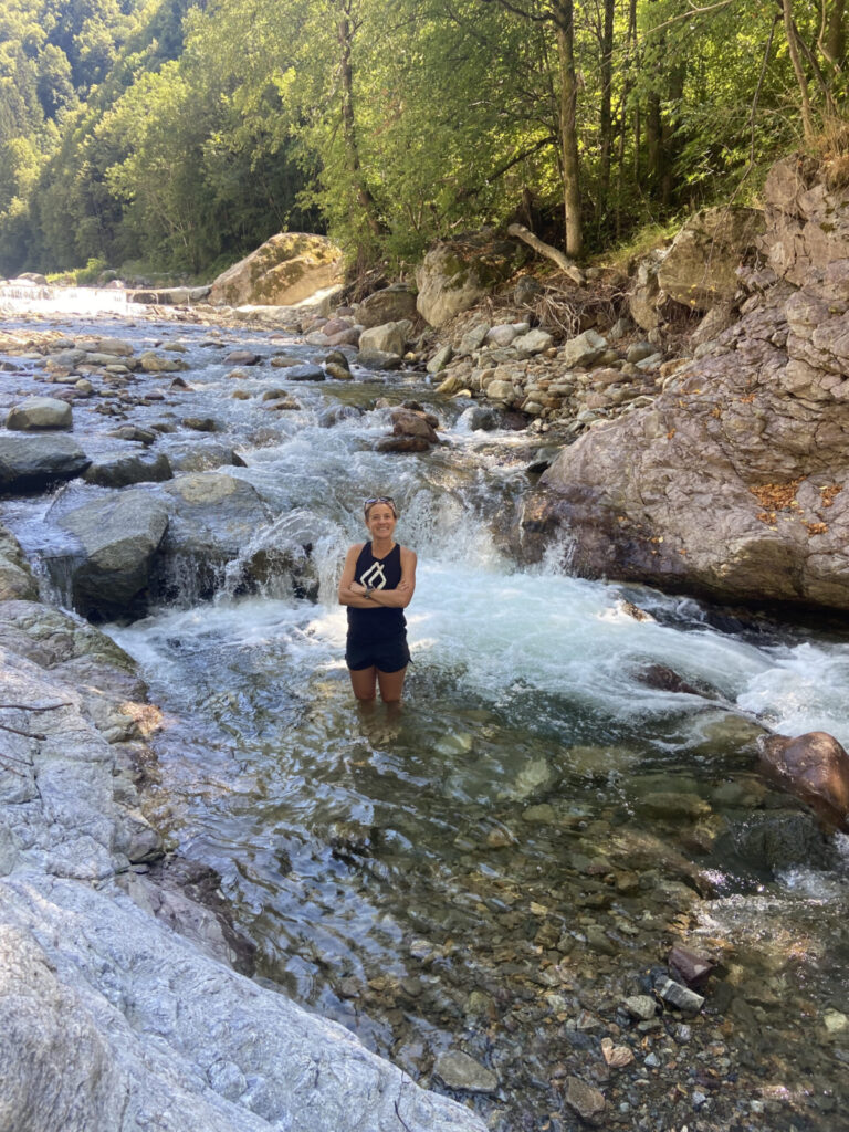 Hillary Gerardi in a river